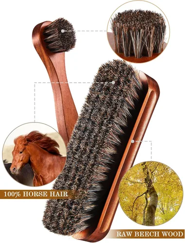 Vista 3 de Youngjoy Kit de cepillo para zapatos de pelo de caballo, 3 piezas, aplicadores de Dauber polaco (F), Marrón