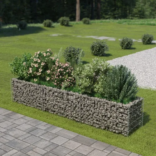 Vista 9 de Gabion cama elevada, cestas de gaviones, camas de jardín galvanizadas, gaviones, pared de gaviones, alta capacidad de carga, acero galvanizado 35.4