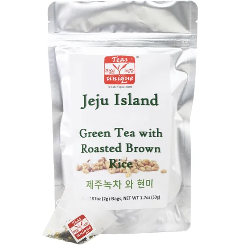 Vista 4 de Teas Unique Té verde coreano de la isla Jeju con arroz integral tostado, 3.53 oz