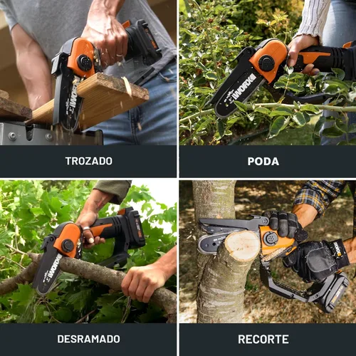 Vista 5 de [Usado] WORX WG324.9 20V Power Share Sierra de poda inalámbrica de 5 pulgadas, solo herramienta, negro y naranja