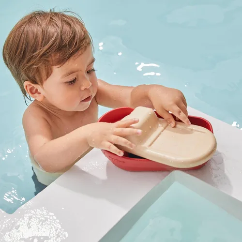 Vista 8 de PlanToys® Juguete de baño de barco de carga para niños pequeños Barco flotante con bloques de carga para jugar en el agua Juguete educativo
