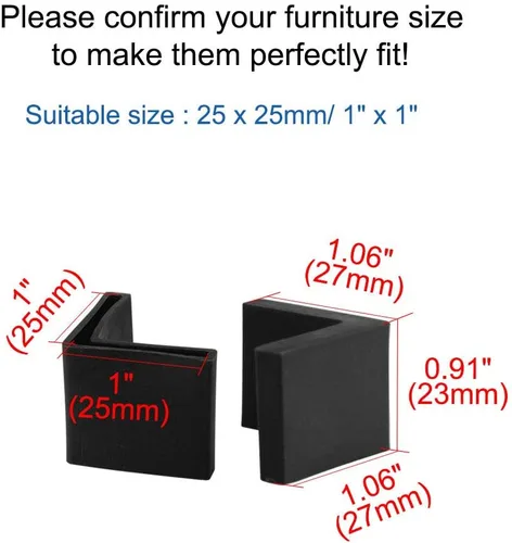 Vista 2 de uxcell 0.984 x 0.984 in Ángulo de hierro almohadillas de pie en forma de L muebles de plástico para muebles de escritorio tapas de patas cubiertas