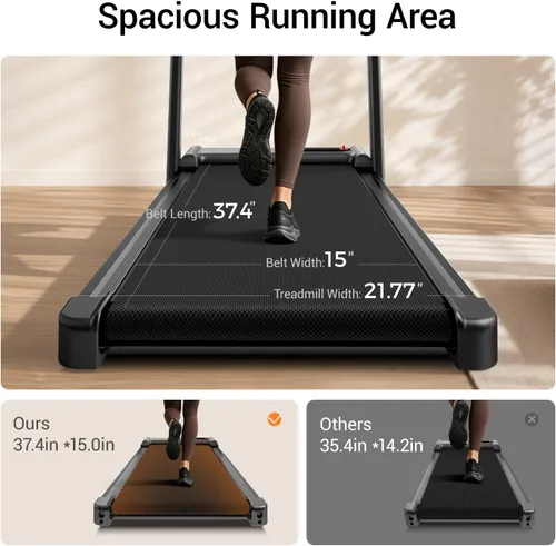 Vista 5 de LONTEK 15% Incline Walking Pad Treadmill with Handles, Treadmills for Home
