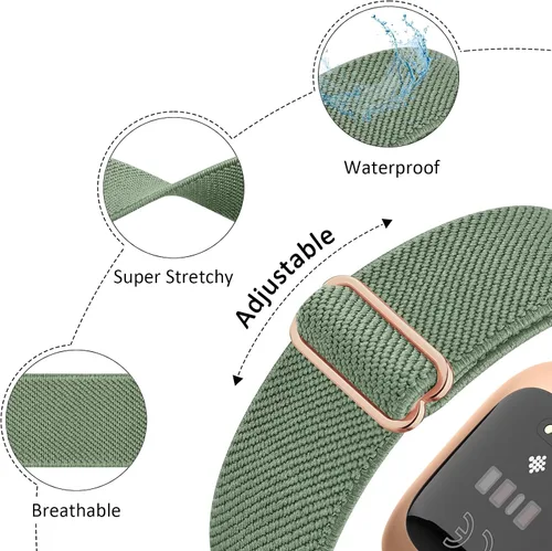 Vista 4 de AK Banda elástica compatible con Fitbit Versa 2 y Versa para mujeres y hombres, correas de nailon elásticas suaves ajustables para reloj inteligente