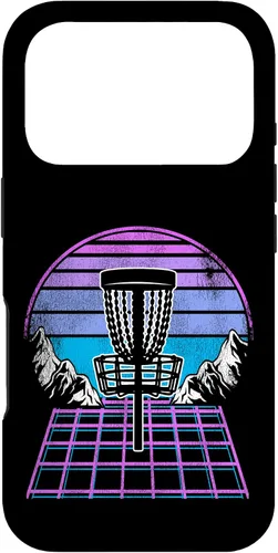 Vista 30 de Disc Golf Basket 90s Synthwave Sunset Retrowave Frisbee Golf Case for iPhone 17