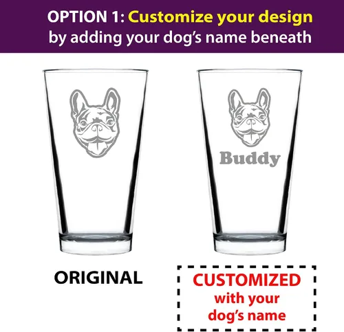 Vista 2 de Happy Frenchie - Vaso de pinta para cerveza, decoración divertida y única con temática de bulldog francés y regalos para hombres y mujeres, 16