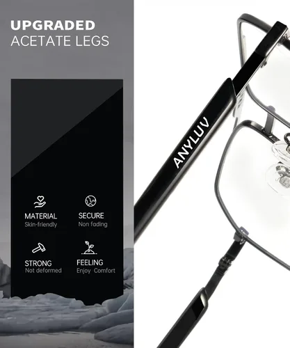 Vista 3 de ANYLUV Gafas de lectura para hombres y mujeres, bloqueo de luz azul, lentes de lectura premium para hombre, marco de Al-mg con bisagra de resorte