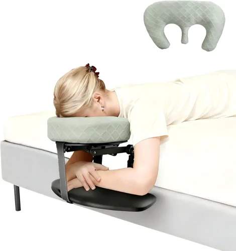Vista 11 de Reposacabezas de masaje para cama, cuna ajustable para masaje facial en casa, kit de mesa de masaje portátil para colchón de dormir, almohada boca