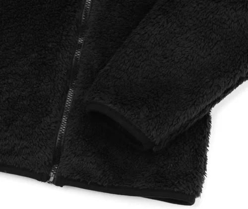 Vista 6 de Chaqueta con capucha de forro polar con cremallera para niñas y niños pequeños, abrigo de osito cálido de invierno Negro