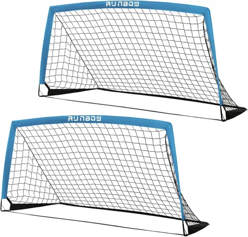 Vista 13 de Portería de fútbol infantil de 6 x 4 pies con bolsa de transporte, red de fútbol plegable portátil para entrenamiento de práctica en el patio