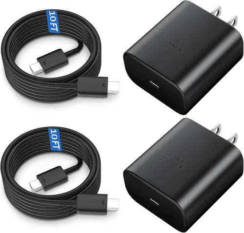 Vista 16 de Cargador rápido USB C de 45 W, cargador súper rápido de 45 vatios tipo C con cable de carga rápida Android de 6.6 pies para Samsung Galaxy S26