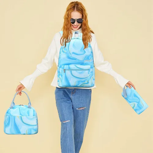 Vista 52 de LOIDOU Mochila para adolescentes y niñas, mochila escolar con lonchera y estuche para lápices, juego de bolsas escolares 3 en 1
