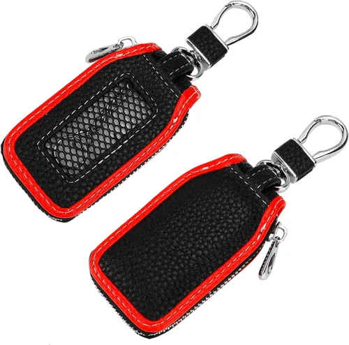 Vista 9 de 2 Piezas Funda de Cuero para Llavero de Coche Estuche Portador Funda para Llave de Coche Protector de Llavero Funda para Llavero de Coche (Marrón)