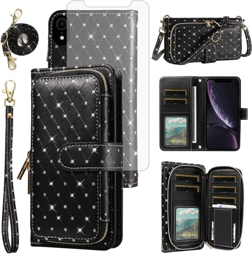Vista 92 de Funda para teléfono iPhone 6 6S con cremallera y protector de pantalla con protector de pantalla, correa de cordón cruzado, ranura para iPhone 6 Six