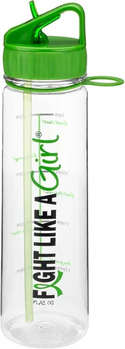 Vista 6 de Fight Like a Girl Hybrid SlimKim - Botella de agua motivacional de 30 onzas con marcador de tiempo y popote para concientización sobre el cáncer