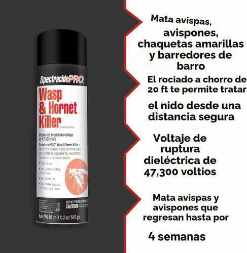 Vista 2 de Spectracide PRO - Asesino de avispas y avispones (Aerosol) (18 onzas), paquete de 1, lata blanca