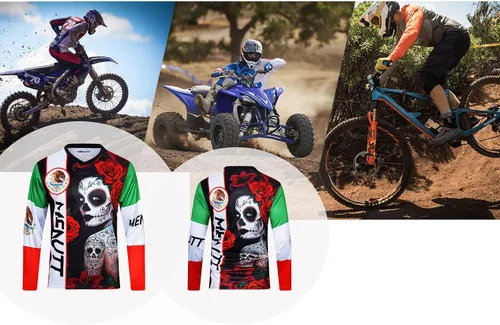 Vista 4 de MENUTT Camiseta de ciclismo de montaña para hombre, manga larga, MTB Off-Road México, camisetas de descenso y motocross