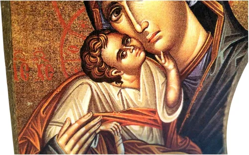 Vista 4 de Iconsgr Monte Athos ortodoxo griego de madera hecho a mano icono de la Virgen María y Jesucristo / MP4