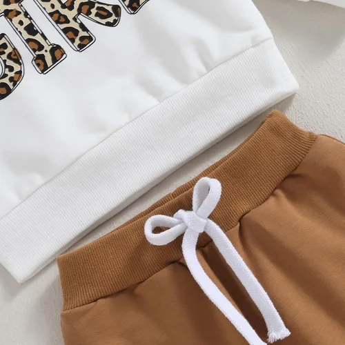 Vista 6 de Ropa para bebé niña "Daddy's Girl" con sudadera de manga larga y pantalones jogger elásticos, conjunto para otoño e invierno