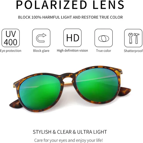 Vista 2 de SUNGAIT Gafas de sol redondas vintage para mujeres y hombres, estilo clásico retro