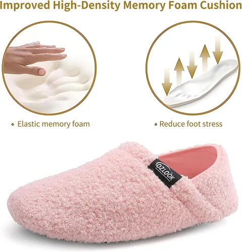 Vista 2 de OZLOOK Slippers for Women Men, Mens Womens House Slippers, Fuzzy Slippers Memory Foam Warm Curly Fur Indoor