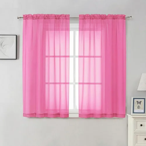 Vista 147 de Aiyufeng 2 paneles de cenefa transparente negra de 14 pulgadas de largo, cortinas cortas negras transparentes para dormitorio, cortinas de cocina