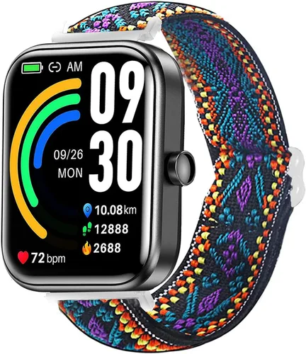 Vista 9 de Lamshaw Compatible con TOZO S7 Smart Watch, correa de repuesto ajustable de nailon elástico elástico compatible con TOZO S7, S6, S5, S3 Smart Watch
