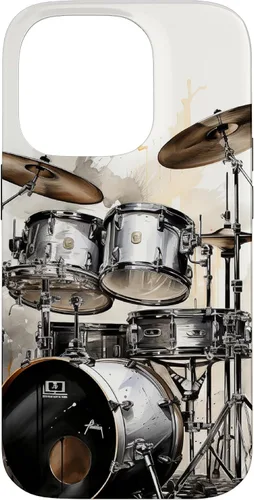 Vista 17 de Vintage Drum Set Drawing Funda para iPhone 17