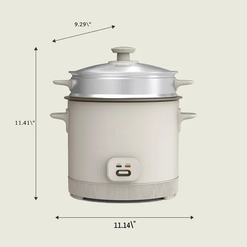 Vista 8 de Arrocera BELLA de 16 tazas con vaporizador, cesta de cocción a vapor apta para lavavajillas, paleta de arroz y taza medidora, recipiente de cocción