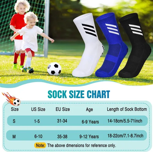 Vista 6 de Calcetines de fútbol antideslizantes para niños, suaves, transpirables, antideslizantes, calcetines deportivos de fútbol para niños y niñas