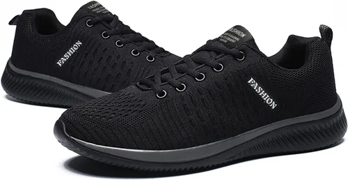 Vista 6 de Tenis para mujer, suela negra, antideslizantes, zapatos negros para mujer, zapatos negros para mujer, zapatos elegantes y cómodos para caminar