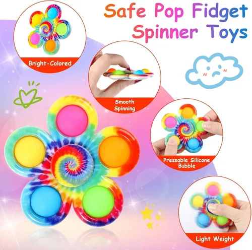 Vista 2 de Gigilli Paquete de 24 juguetes Fidget Spinners para niños de 4 a 8 a 12 años, juguetes de caja del tesoro, premios para el aula, bolsas de regalo