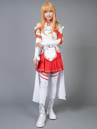 Vista 2 de Cosfun Yuuki Asuna SAO - Conjunto completo de disfraz de cosplay para mujer mp003072