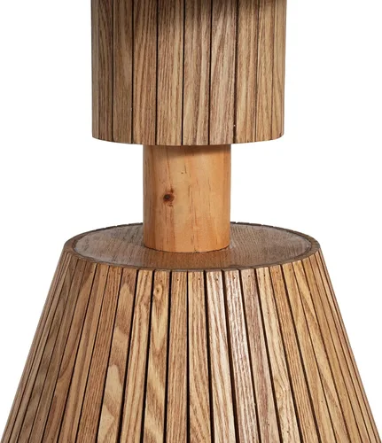 Vista 6 de Mesa auxiliar de trébol de cuatro hojas, mesa decorativa con base de grano de madera para sala de estar, dormitorio y espacios pequeños, natural