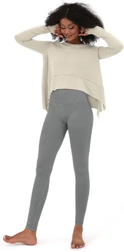 Vista 4 de ODODOS Camiseta corta de manga larga modal suave para mujer con agujero para el pulgar, atlético, gimnasio, entrenamiento, camisetas de yoga