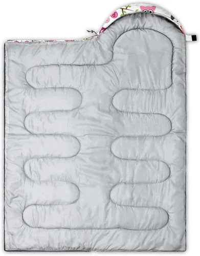 Vista 3 de AILONEN Saco de dormir de campamento de dibujos animados para niños y niñas, adultos, ligero e impermeable, 3 estaciones, clima cálido y frío