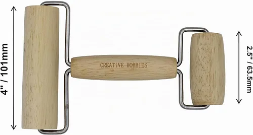 Vista 2 de Creative Hobbies Rodillo de poni de madera dura, herramienta de doble rodillo de diseño 2 en 1 para cerámica, trabajo de arcilla de cerámica