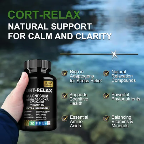 Vista 9 de DLNIA Suplemento Super Calmante de Cortisol con Glicinato de Magnesio, Ashwagandha KSM-66, L-Teanina, Fosfatidilcolina, Ginkgo Biloba y Seta de León