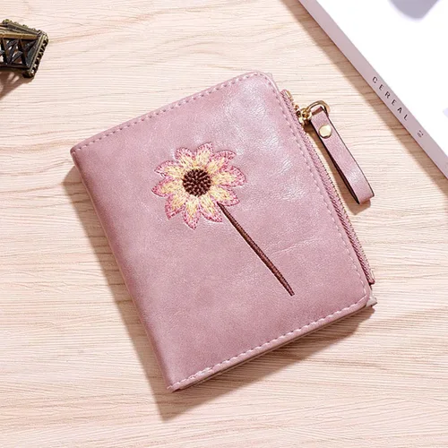 Vista 4 de AOXONEL Billetera pequeña y plegable para mujer, Rfid, compacta y bonita con cremallera, monedero para adolescentes y niñas (rosa)