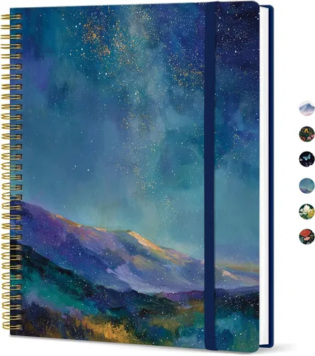Vista 26 de Taja Diario Grande con Líneas en Espiral para Mujeres, Cuadernos de 8.5" x 11" para Trabajo con Rayado Universitario, Cuadernos A4 Estéticos Bonitos