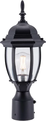 Vista 13 de LIT-PaTH Farol de poste de iluminación para exteriores, base mediana E26 máx. 60 W, carcasa de aluminio más vidrio, acabado blanco mate, paquete de 1