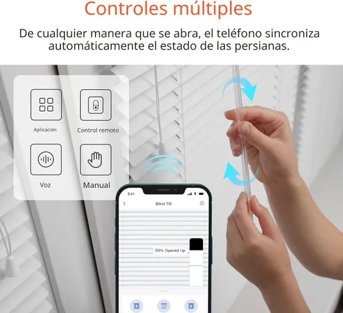 Vista 7 de SwitchBot Persianas con motor de inclinación motorizadas - Persianas eléctricas inteligentes con control remoto Bluetooth, alimentadas por energía