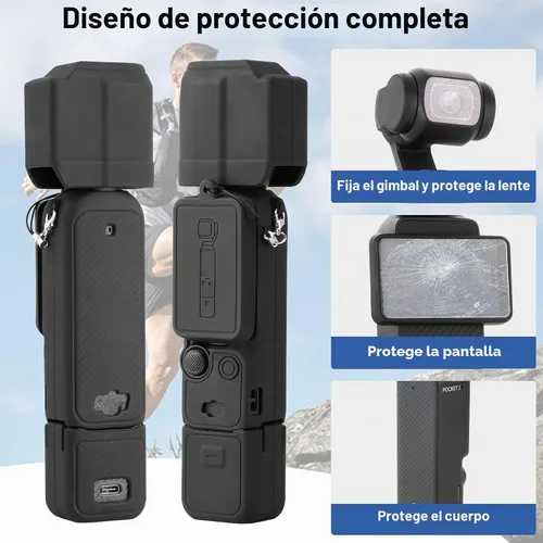 Vista 2 de Funda de silicona para osmo Pocket 3 Funda protectora para DJI Pocket 3 Protector de lente resistente a los arañazos Funda compatible con DJI OSMO
