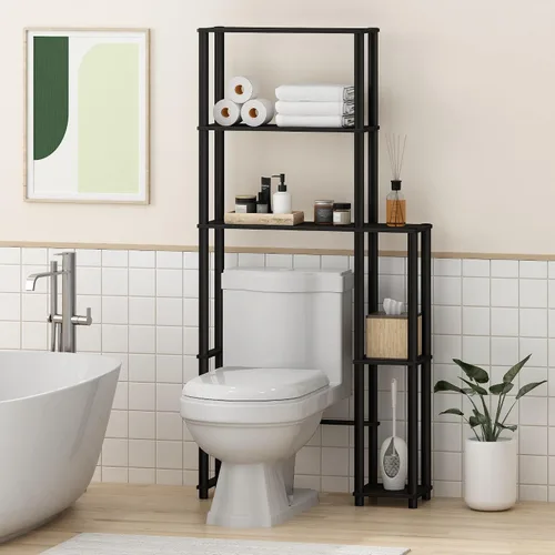 Vista 2 de Furinno Turn-N-Tube para Almacenamiento sobre el Inodoro, Organizador de Baño con 5 Estantes y Ahorro de Espacio, Espresso/Negro