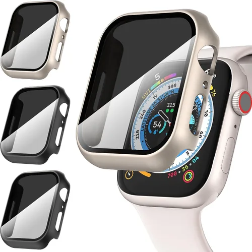 Vista 8 de Suoman - Funda protectora de pantalla para Apple Watch Series 6/5/4 SE de 1.575 in Paquete de 3 fundas ultrafinas de vidrio templado para iWatch