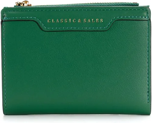 Vista 10 de Billeteras delgadas y pequeñas de cuero con bolsillo, tarjetero, plegable, triple, monedero para mujer con cremallera (negro)