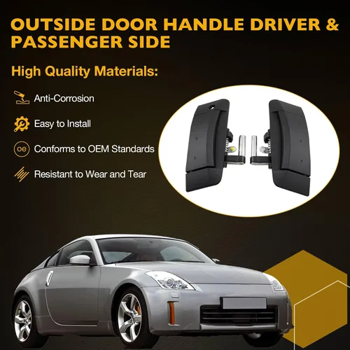 Vista 2 de Gledewen Manija exterior de puerta para lado del conductor y del pasajero, negro mate Reemplazo para Nissan 350Z 2003-2009 Reemplaza#
