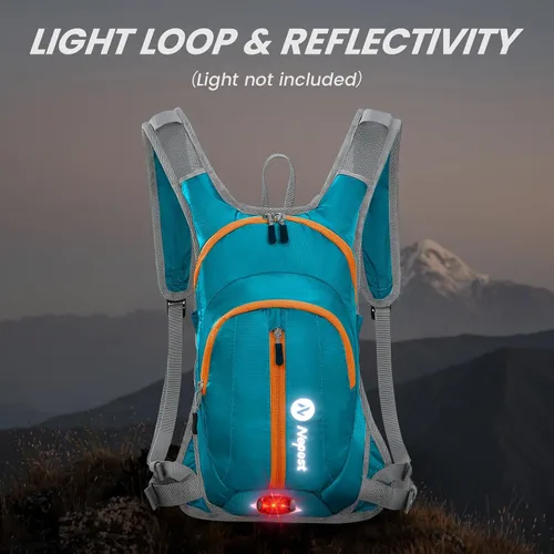 Vista 6 de Nepest Hydration Pack Backpack for Women & Men, Lightweight Water Backpack with 2L Water Bladder for Hiking Cycling Running Biking Verde azulado