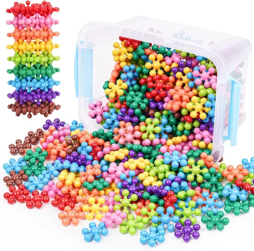 Vista 8 de Juguete educativo de bloques de construcción entrelazados de copo de nieve, 100 piezas para niños a partir de 3 años, plástico sólido multicolor