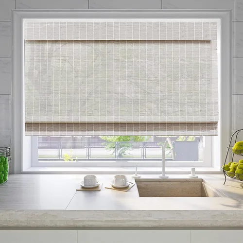 Vista 10 de LETAU Persianas romanas de madera sin cordón, sin taladro, sin herramientas, persianas romanas de bambú con filtro de luz para interiores, hogar